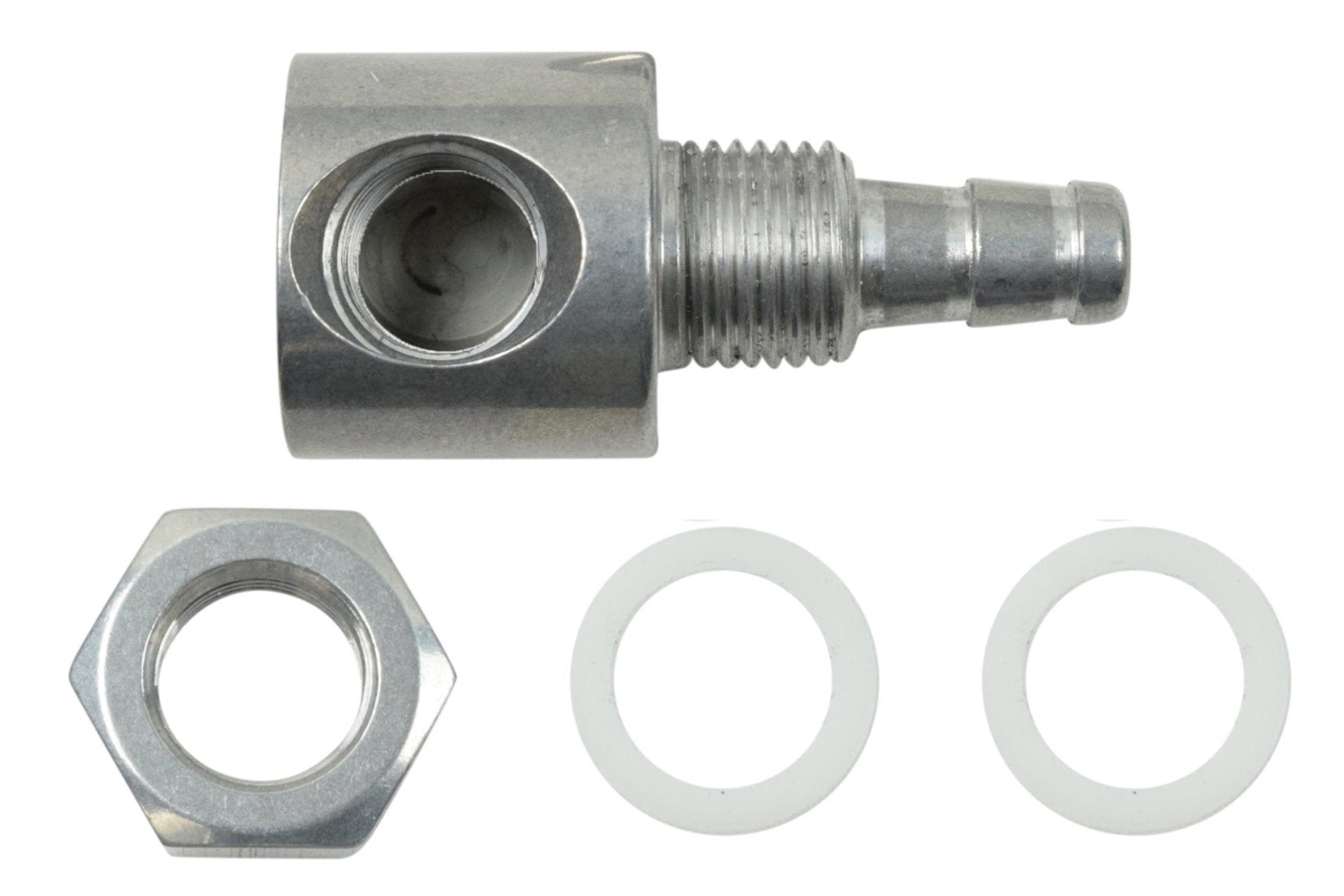 1/4"npt female to 90 degree 3/8" Hose Barb Bulkhead Fitting - ICT Billet 551660