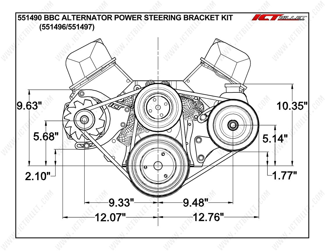 Kit de soporte de transmisión auxiliar para bomba de dirección asistida/alternador BBC