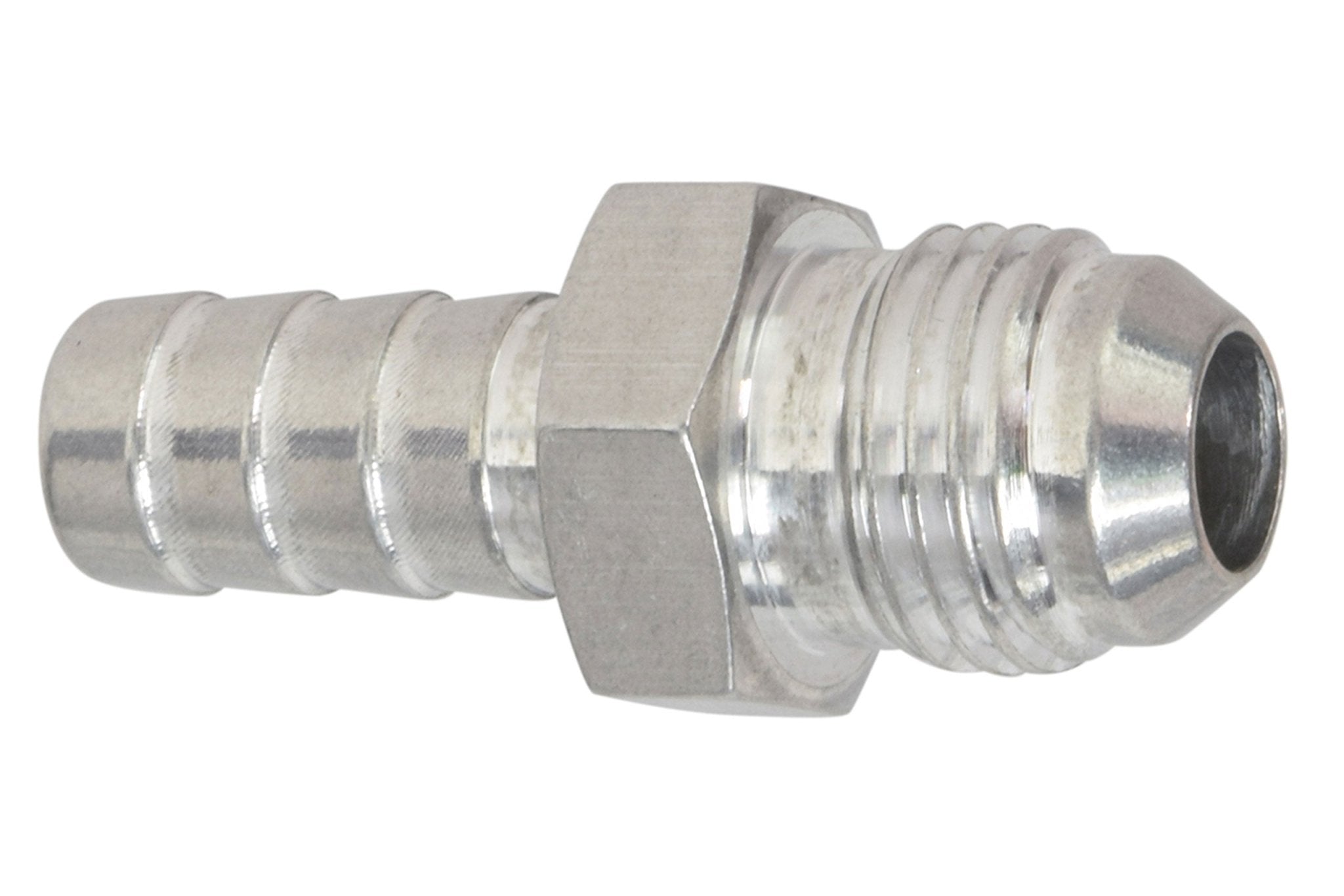  - 6AN Flare to 3/8" (.375) Hose Barb Adapter Fitting Aluminum Flare - ICT Billet F06AN375BA - A