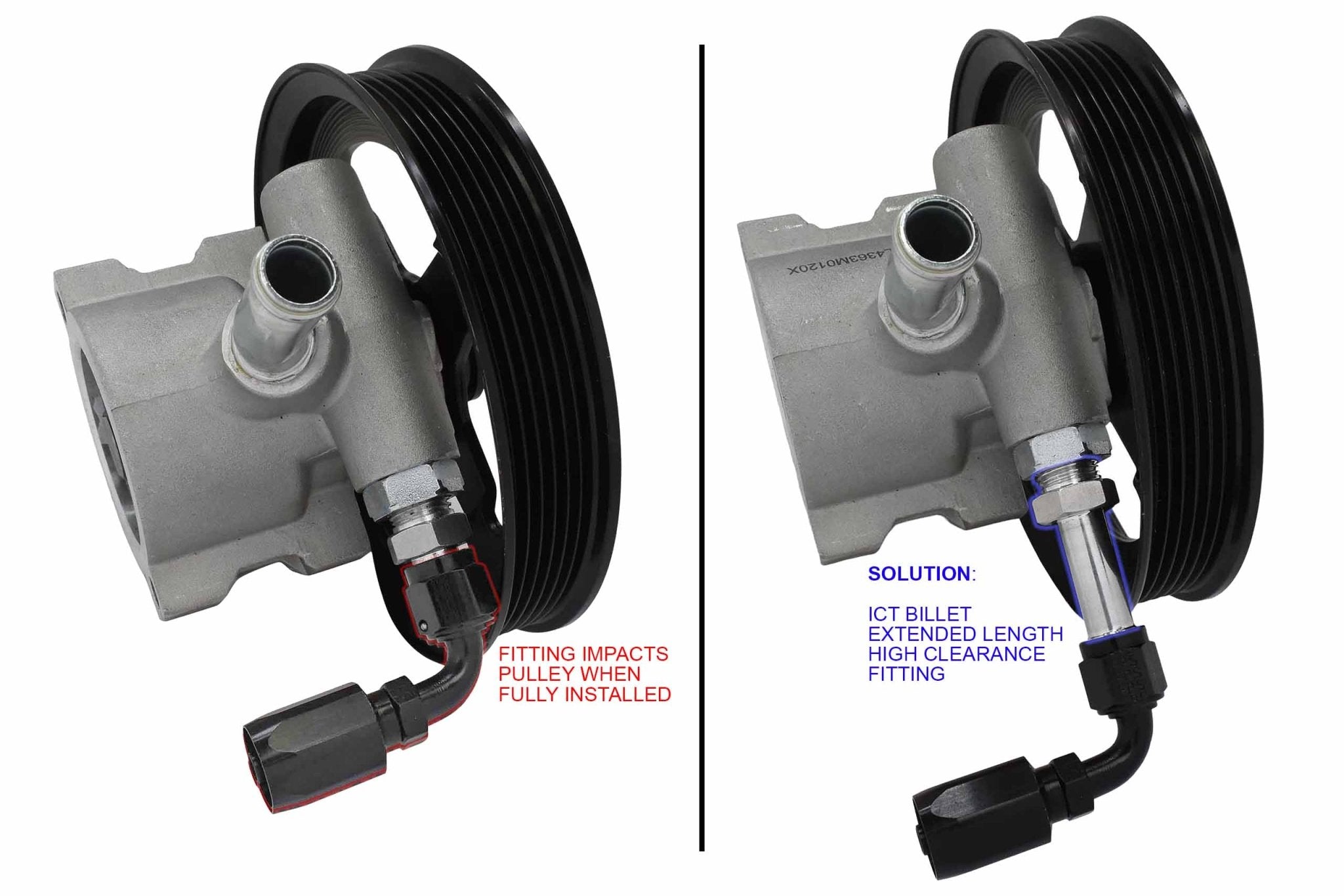 6AN Male Flare M16 - 1.5 Oring Extended Power Steering Fitting - ICT Billet F06ANPSM16XL