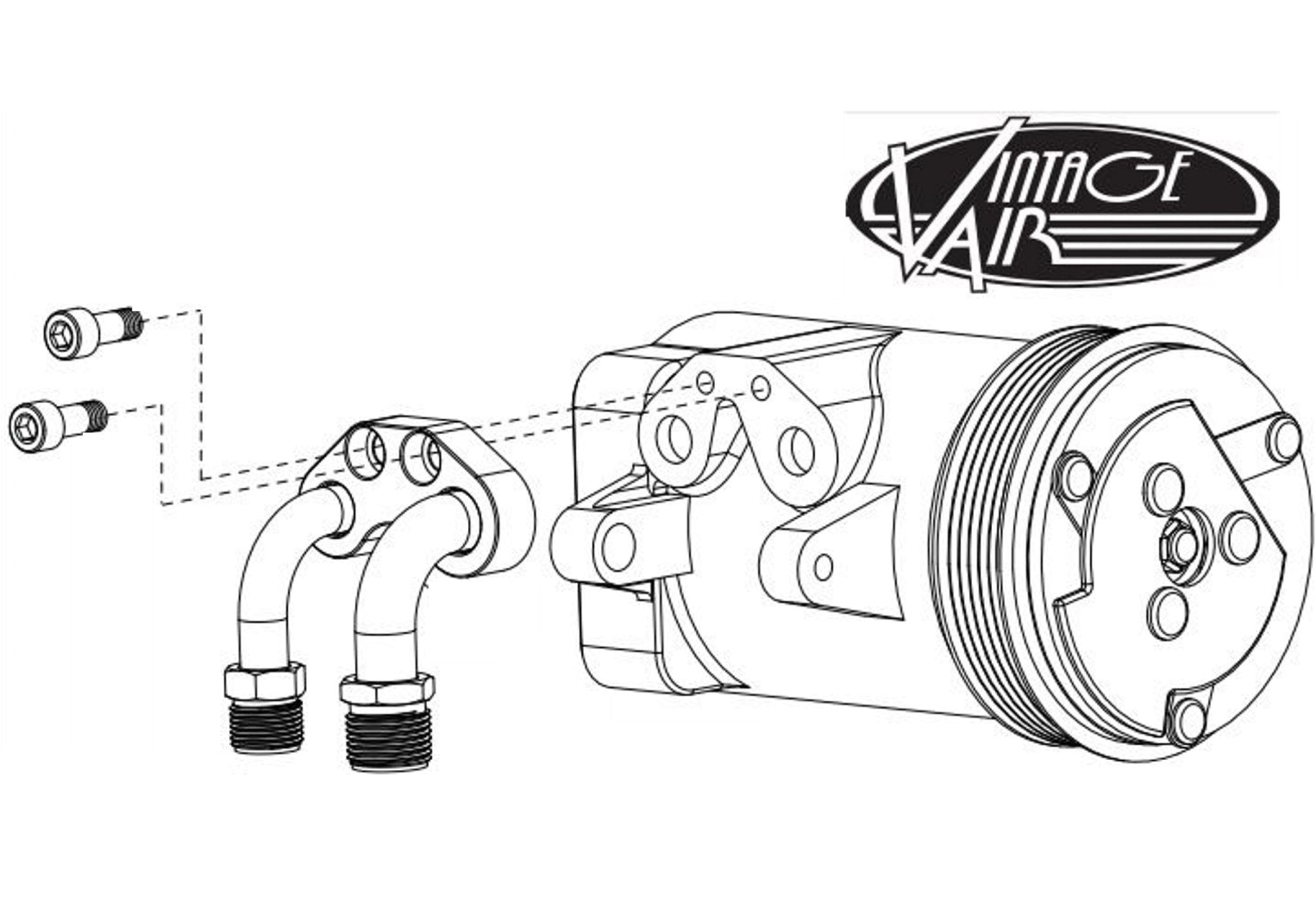 A/C Compressor Vintage Air Compatible with SD7 / 7176 Manifold for Sanden - ICT Billet VTA - 342310