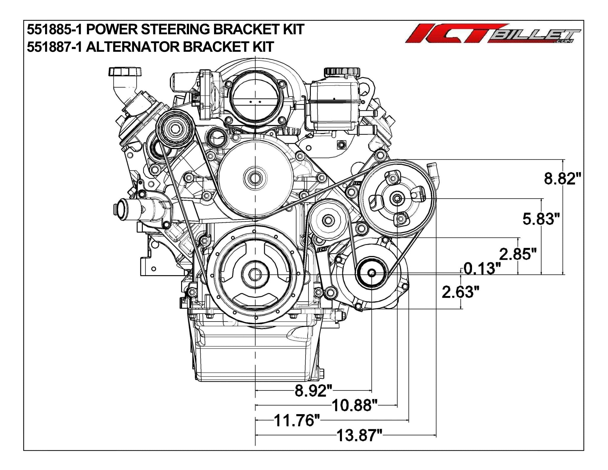 L77 Alternator Bracket Complete Idler Pulley G8 SS Caprice Factory LSX Billet - ICT Billet 551887 - 1