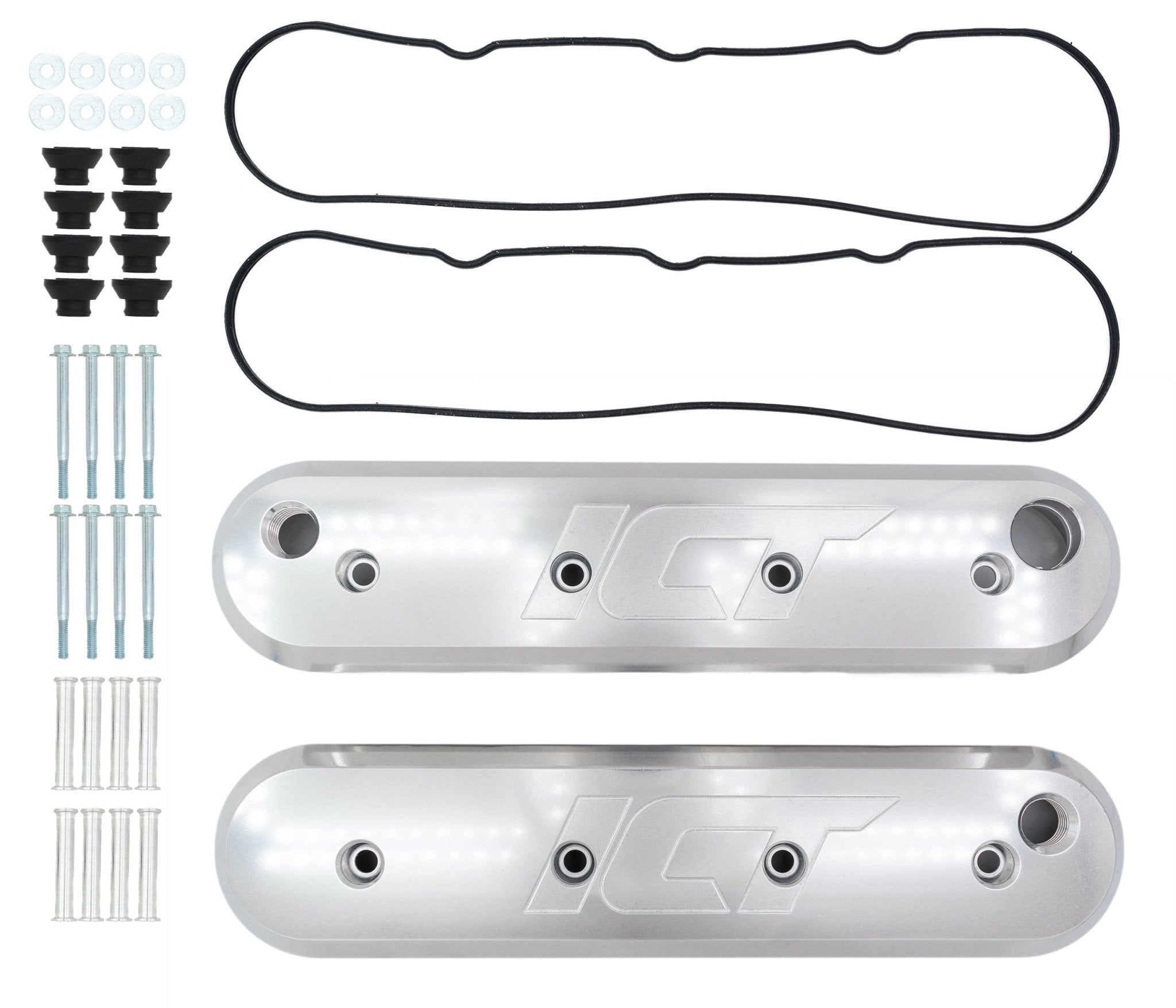 LS Billet Aluminum Valve Cover Set - 12orb PCV - LS1 LS2 LSX LS7 LS3 - ICT Billet 551713 - LS01