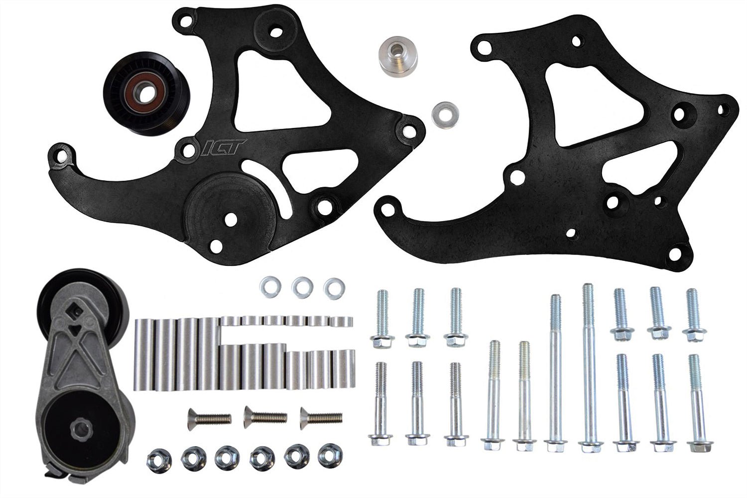 LS Corvette - Black Sanden 508 A/C Air Conditioner Compressor Bracket Kit LS AC GTO - ICT Billet 551474 - 1B