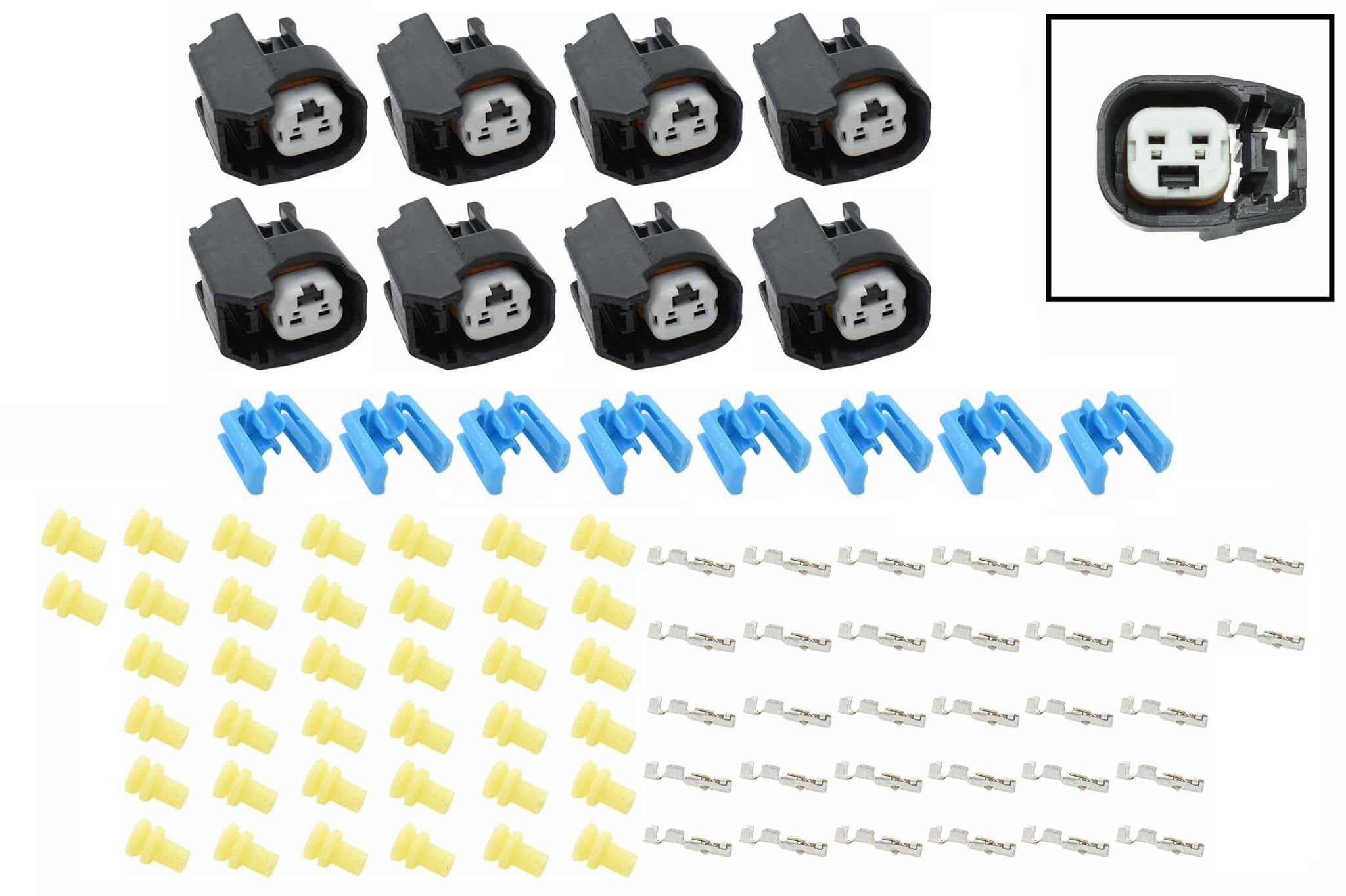 LS EV6 USCAR LS3 Injector Wire Connector Component Kit (8 pack) - ICT Billet WCINJ40X8