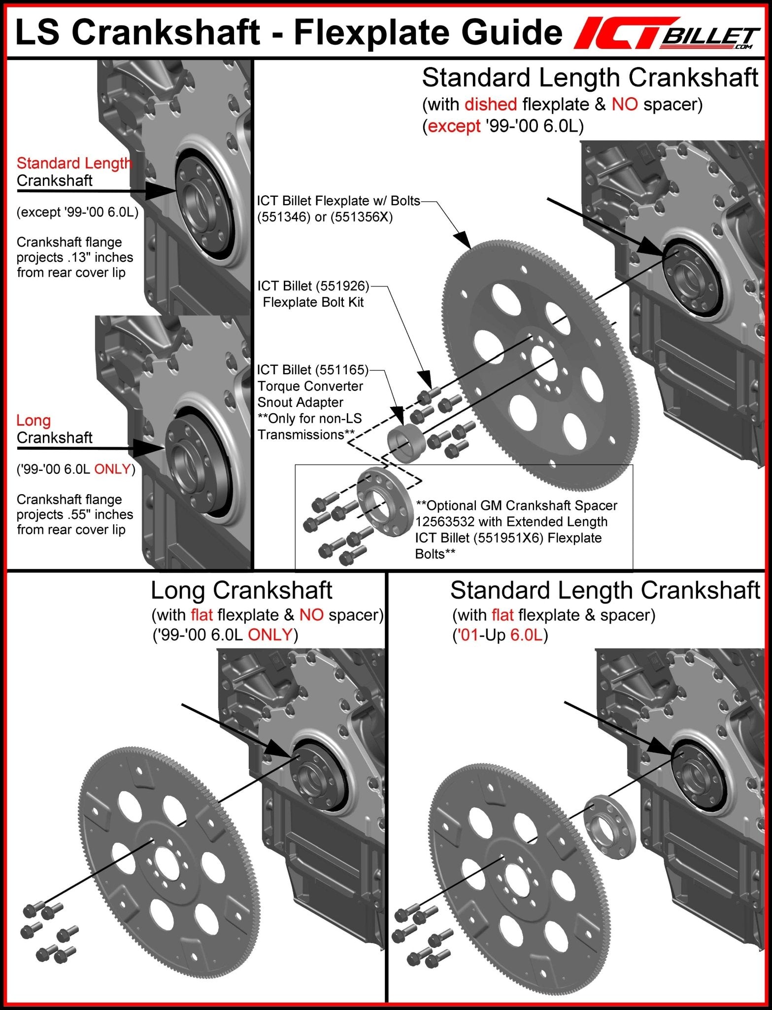 LS Flexplate w/ Bolts LS1 4L80E TH400 TH350 700R4 2004R Swap Flywheel - ICT Billet 551356 - LS