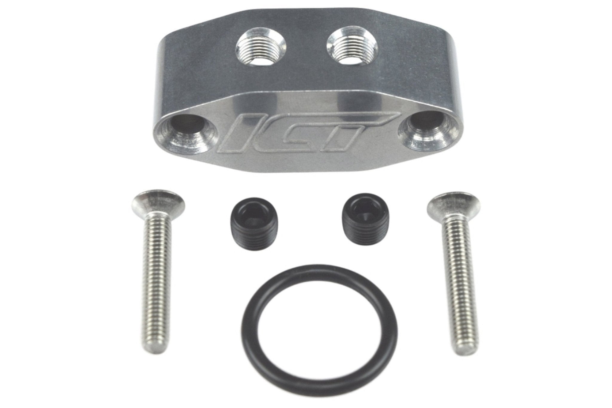 LS / LS1 1/8 Dual Outlet Oil Feed Adapter Plate 90 degree - ICT Billet 551533