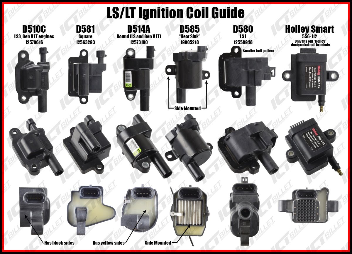 LS LT Spark Plug Wire Set - OE Length Spiral Core Straight Boot LS1 LT1 L83 LS3 - ICT Billet 551834 - LS01