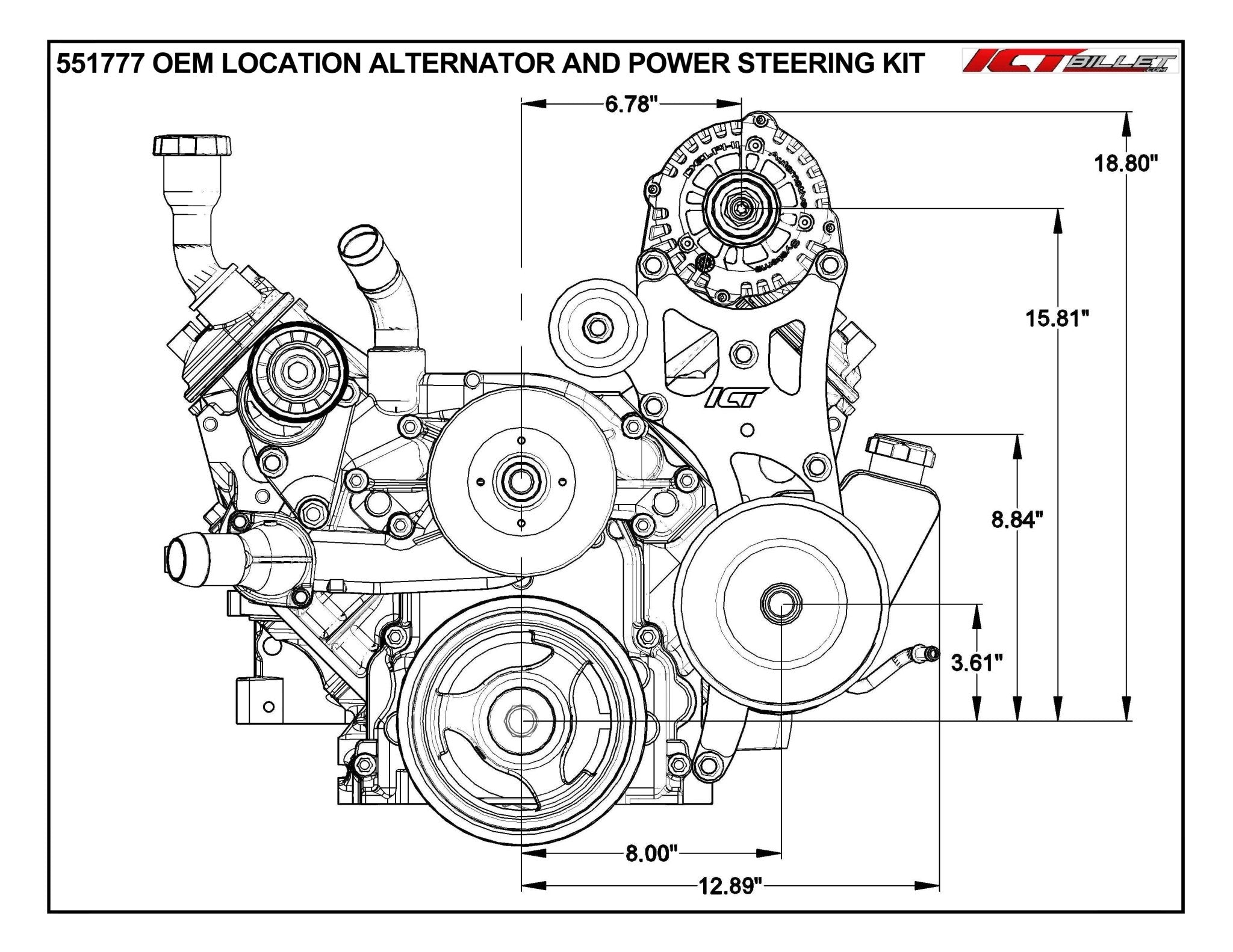 LS Truck OEM Location Alternator / Power Steering Bracket LQ4 LQ9 4.8L 5.3L 6.0L - ICT Billet 551777