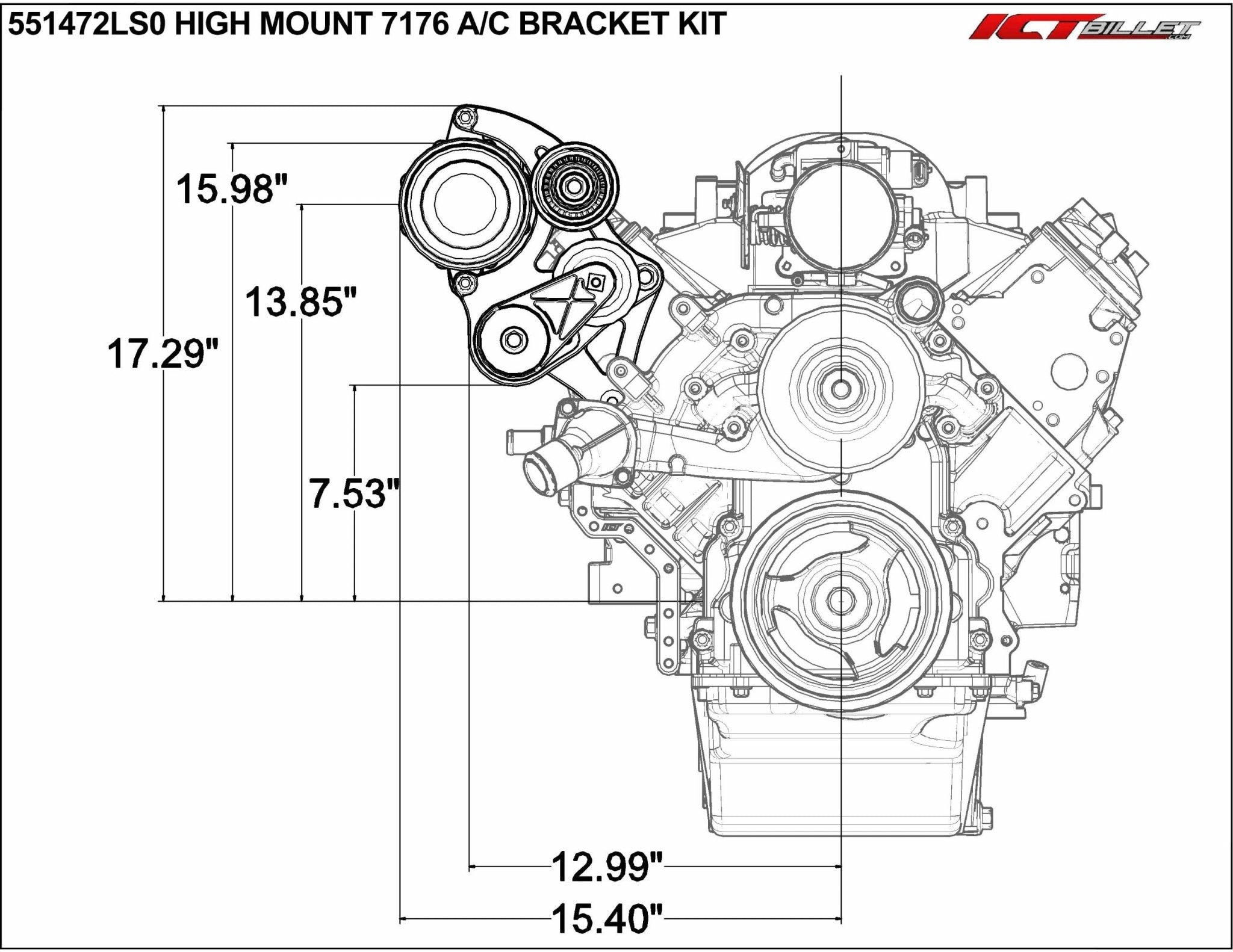 LS Truck Sanden 7176 SD7 A/C Air Conditioner Compressor Bracket - ICT Billet 551472LS0 - 3