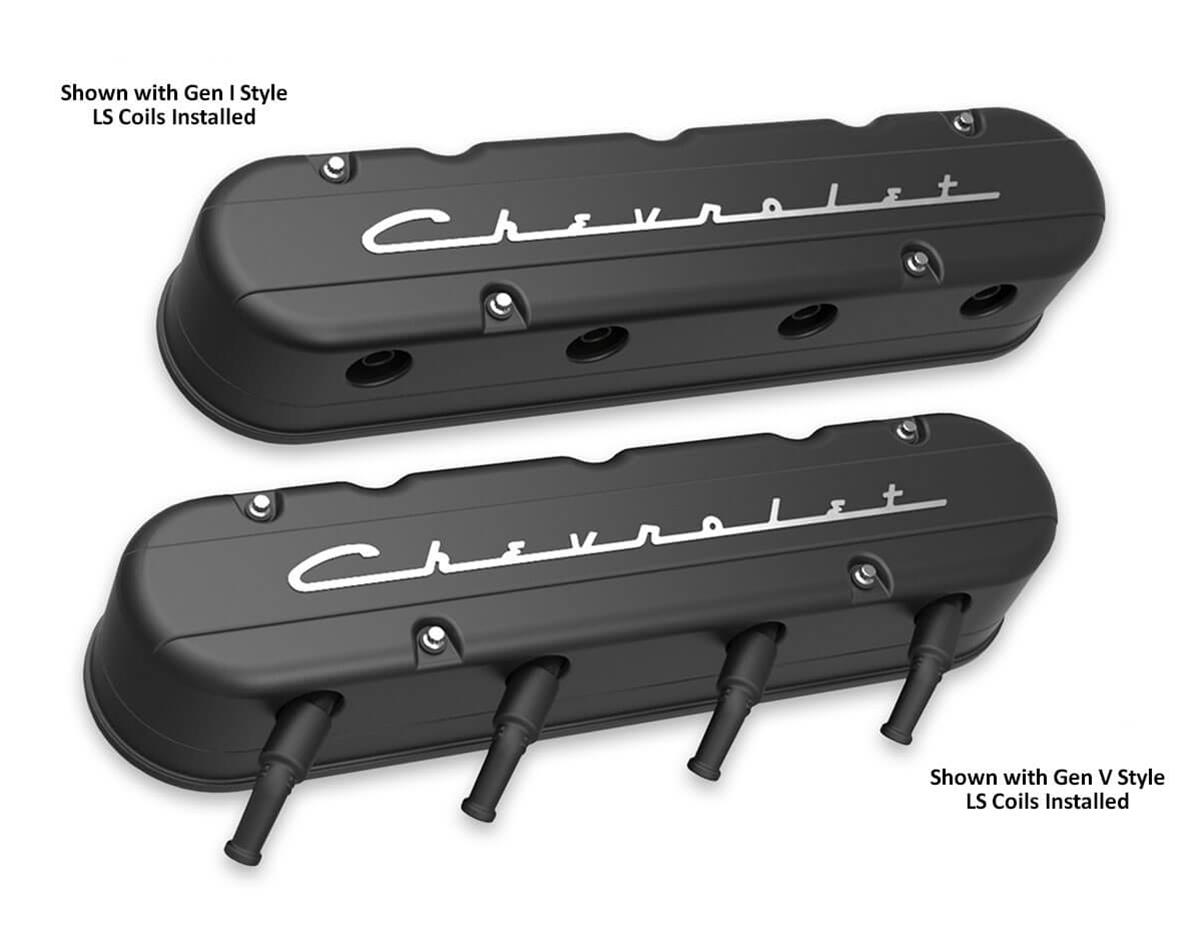 LS Valve Covers w/ Ignition Coil Covers Black - ICT Billet HLY - 241 - 177