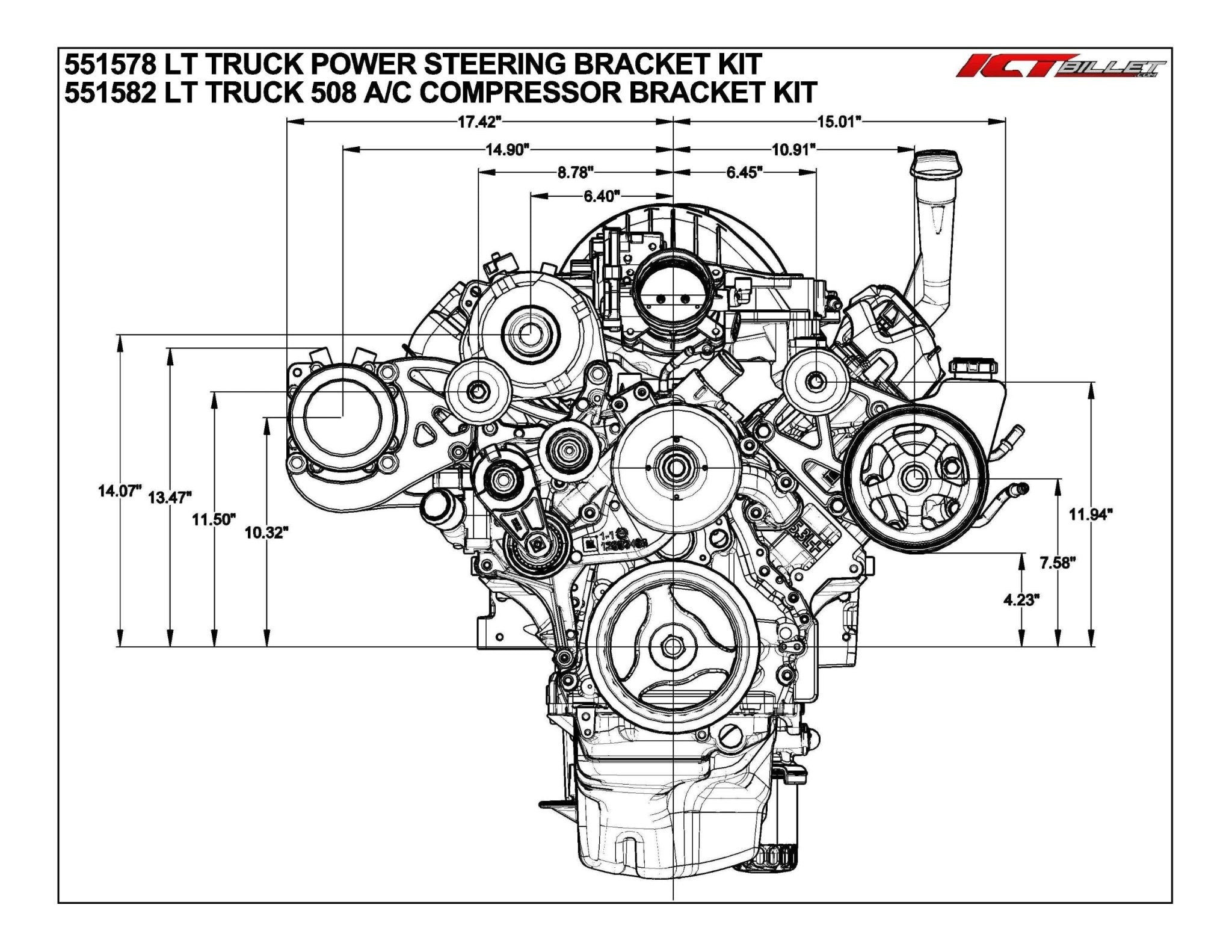 LT Truck L87 2019 & up Sanden 508 A/C Air Conditioner Compressor Bracket Kit AC - ICT Billet 551582