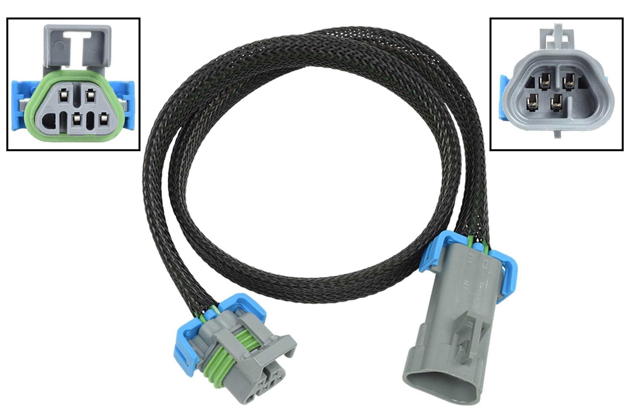 O2 Sensor Wire Harness Extension 24" LS Oxygen Sensor Trapezoid 4 - Wire Connector Plug - ICT Billet WE0XY33 - 24