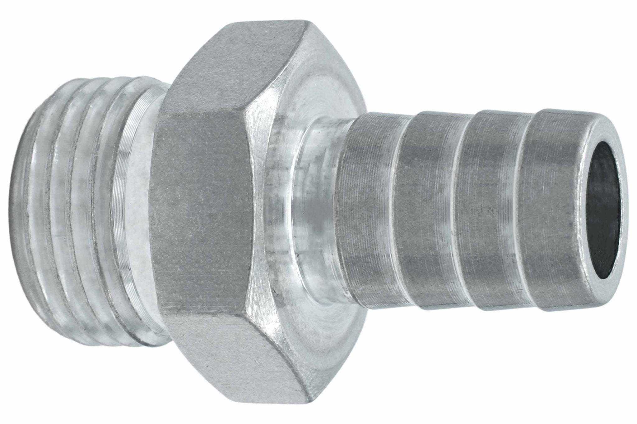 Straight 8AN ORB to 1/2" Hose Barb Fitting Bare Aluminum - ICT Billet F080R500BA