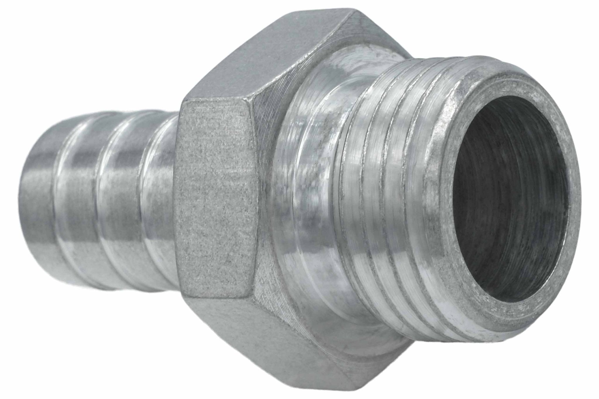 Straight 8AN ORB to 1/2" Hose Barb Fitting Bare Aluminum - ICT Billet F080R500BA