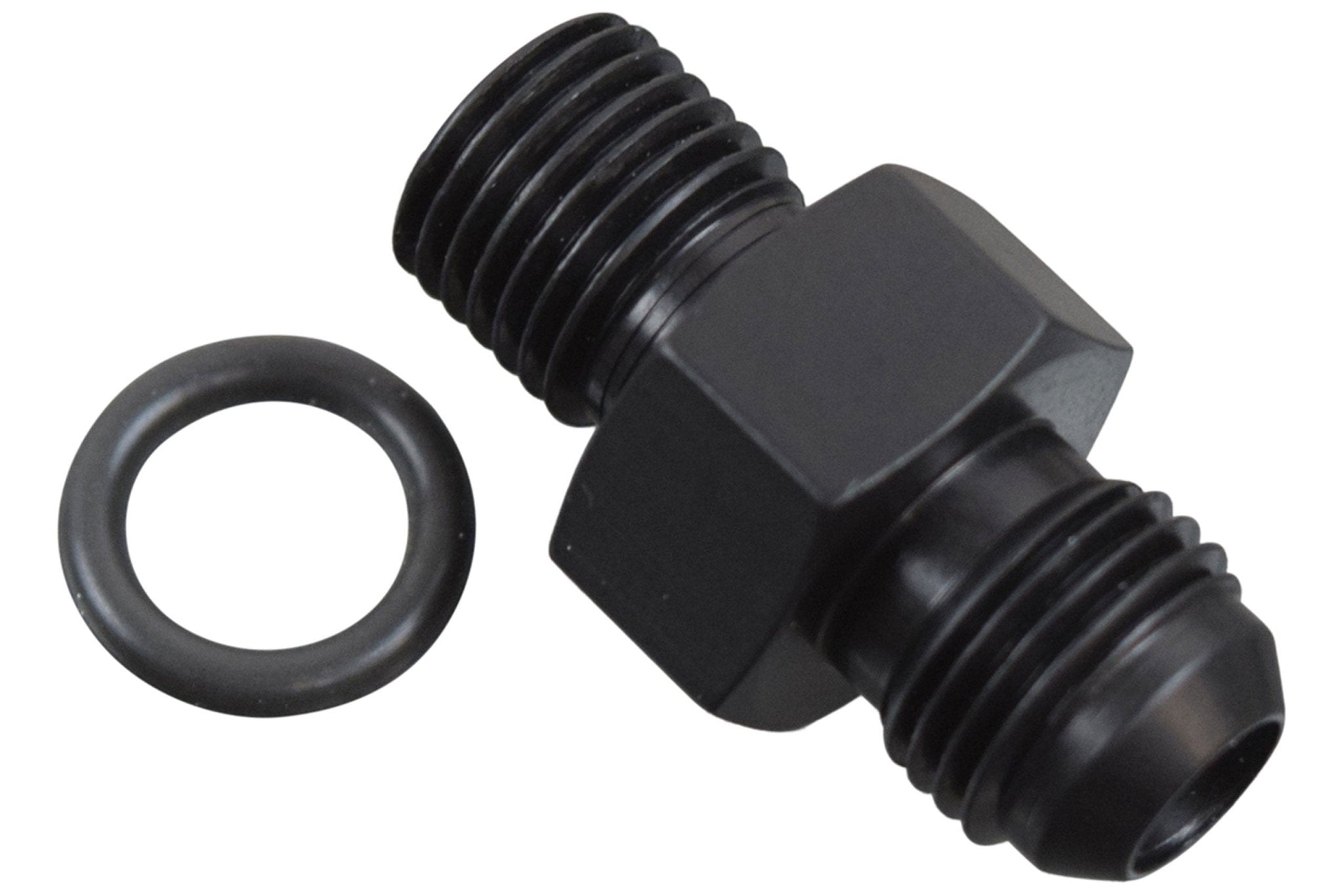 Transmission Adapter Fitting - 6AN Flare Black 6 AN TH400 TH350 4l60E 4l80E 700r4 - ICT Billet F06ANPS14