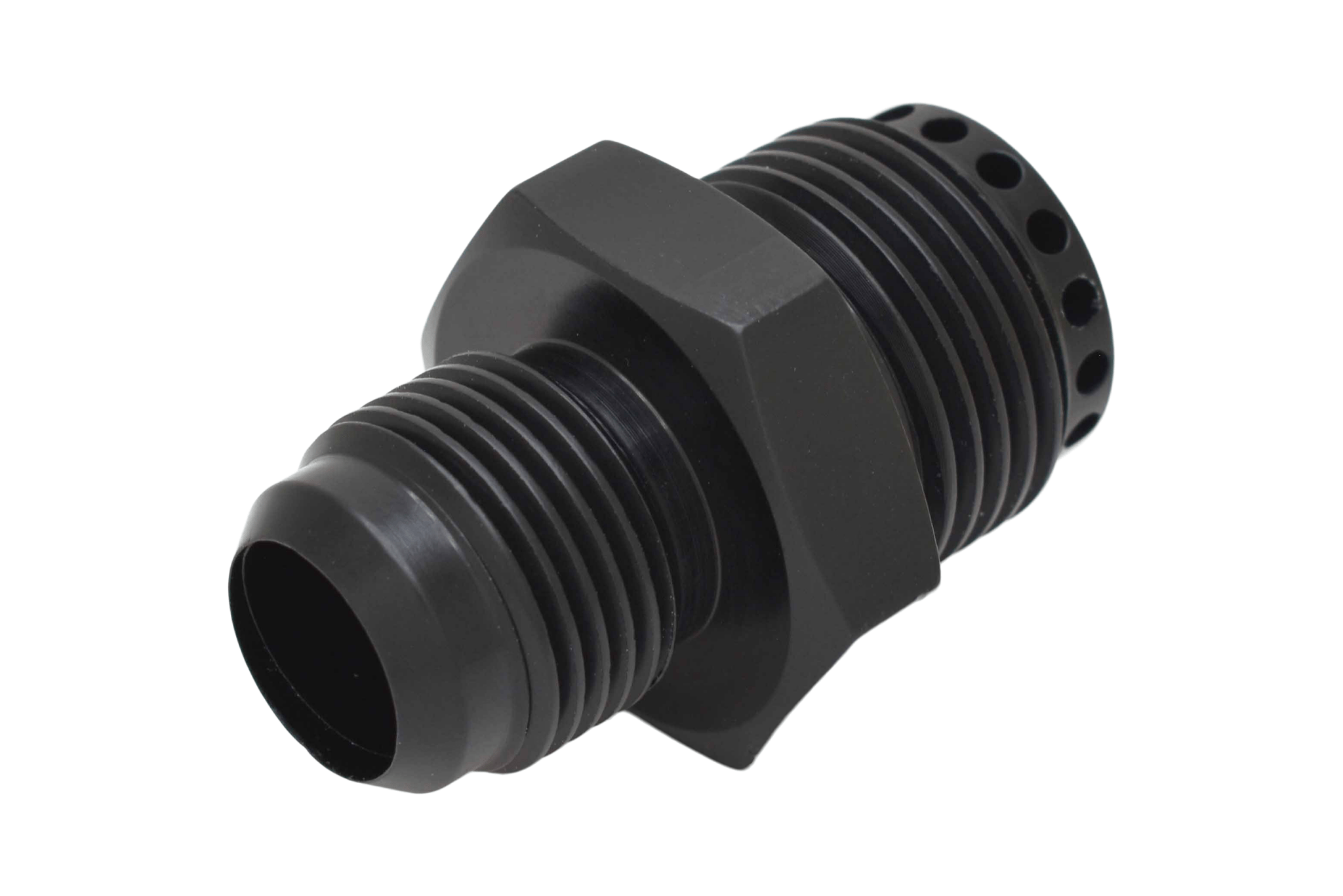 Valve Cover Baffle Fitting 10AN to - 12AN ORB Black Anodized - ICT Billet 551883 - 10 - 12