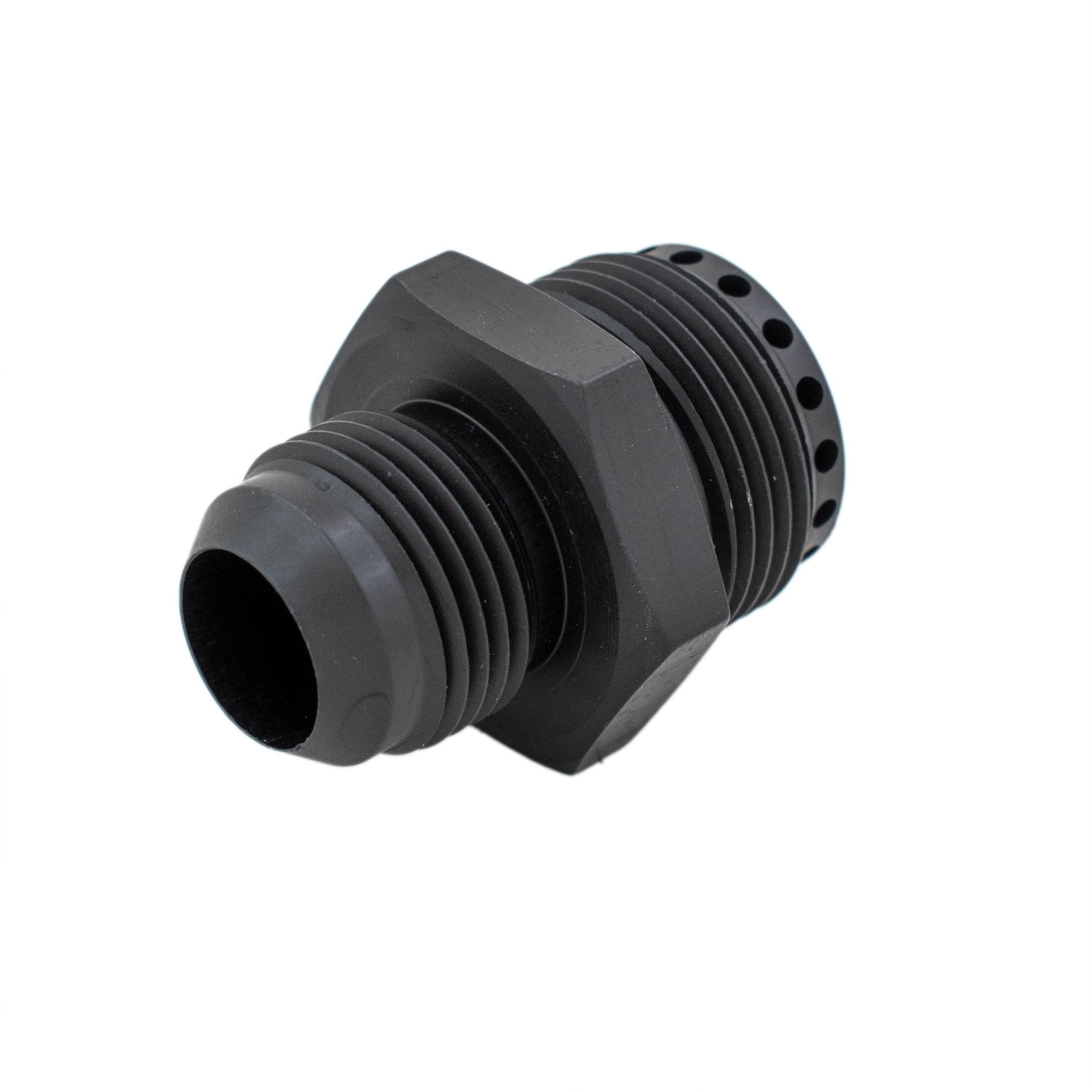 Valve Cover Baffle Fitting - 16AN ORB to - 12AN Hose Black Anodized - ICT Billet 551883 - 16 - 12